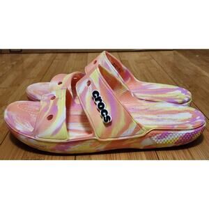Crocs Classic Marbled Sandals Slip On Orange Sherbet Unisex Men’s Sz 6 Women’s 8